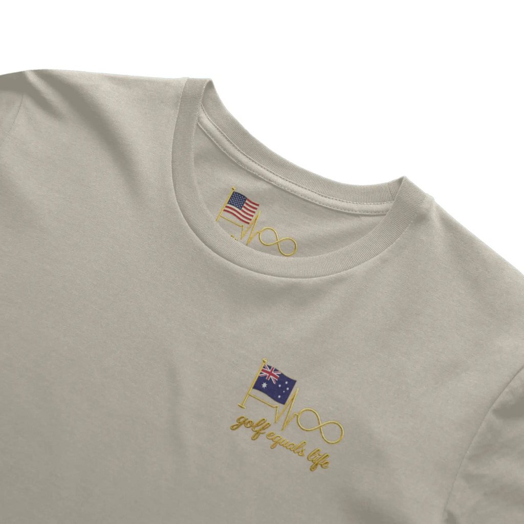Australian Heart Classic Tee, 100% cotton crewneck t-shirt with embroidered logo, breathable and versatile everyday golf lifestyle shirt.