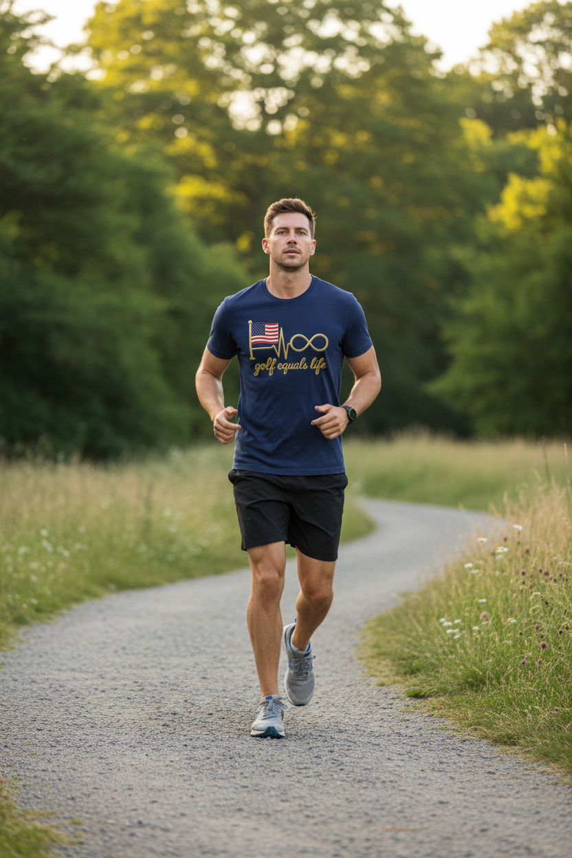 All American Lightweight Basic Tee, 100% cotton lightweight crewneck tee, breathable and comfortable for golf or casual wear.