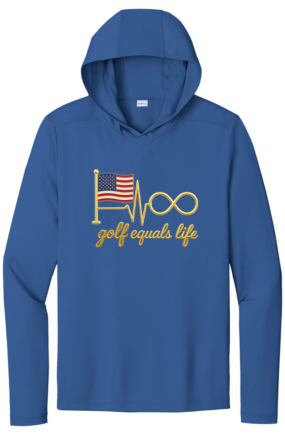 All American Lightweight UV Protect Hoodie, lightweight polyester hoodie with UPF 50+ sun protection, moisture-wicking fabric, and set-in sleeves, perfect for outdoor activities and customization.