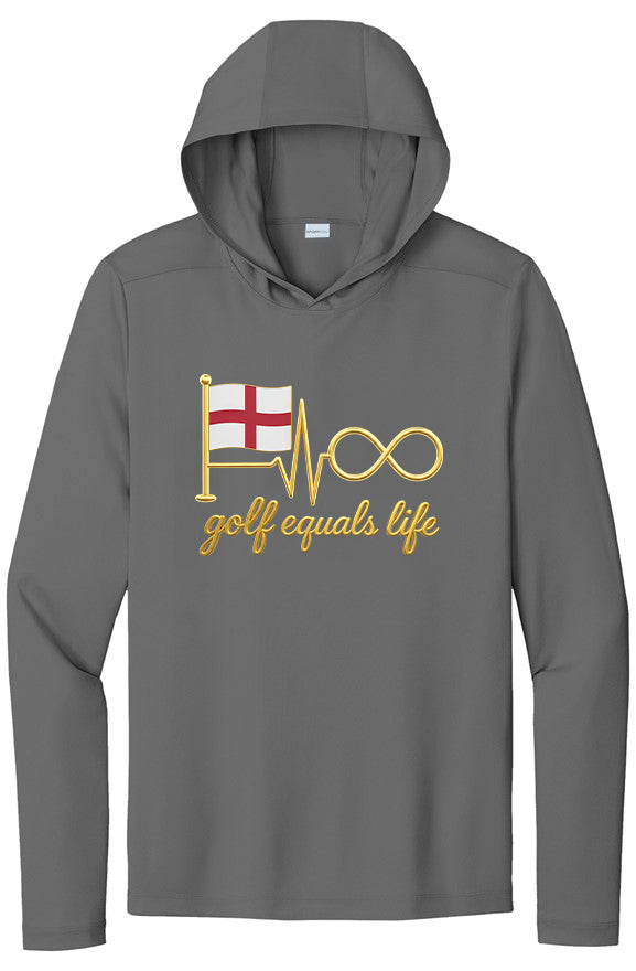 All English Lightweight UV Protect Hoodie, lightweight polyester hoodie with UPF 50+ sun protection, moisture-wicking fabric, and set-in sleeves, perfect for outdoor activities and customization.