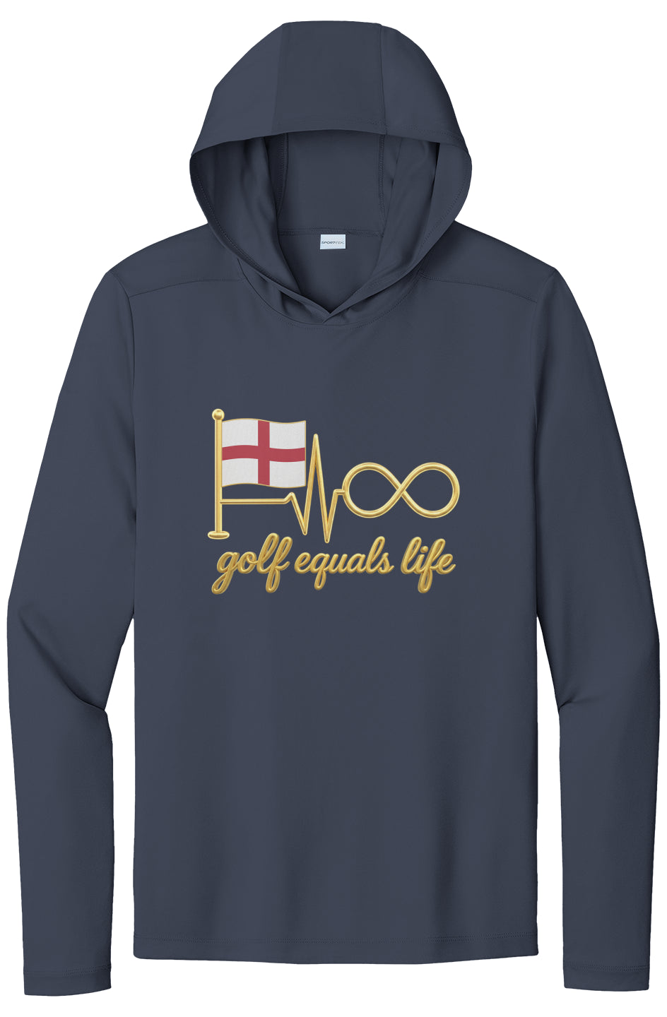 All English Lightweight UV Protect Hoodie, lightweight polyester hoodie with UPF 50+ sun protection, moisture-wicking fabric, and set-in sleeves, perfect for outdoor activities and customization.