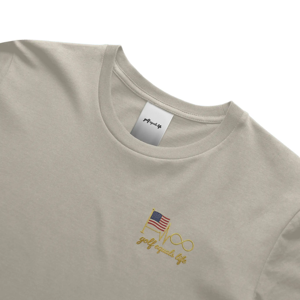 American Heart Classic Tee, 100% cotton crewneck t-shirt with embroidered logo, breathable and versatile everyday golf lifestyle shirt.