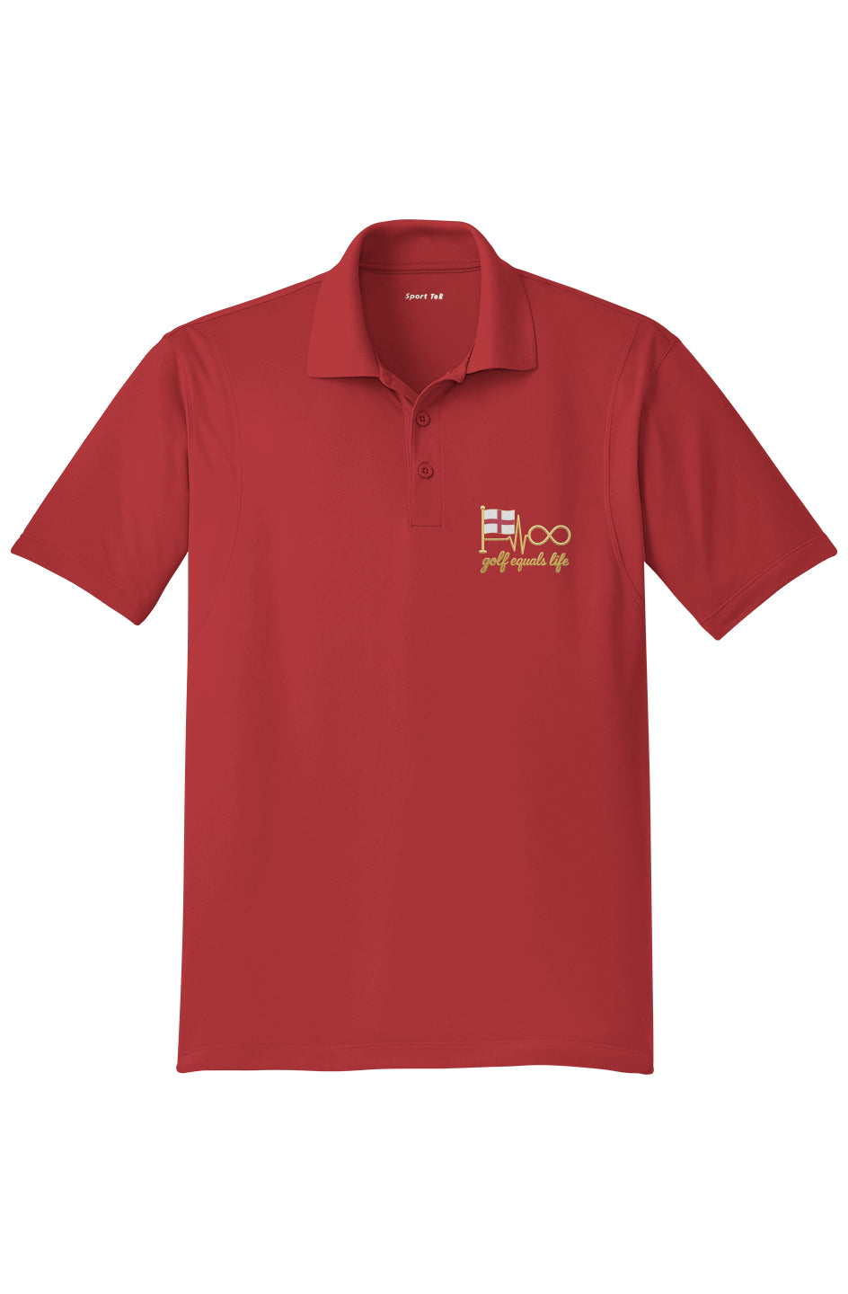 English Heart Performance Polo with print logo, moisture-wicking and snag-resistant fabric, designed for golfers on and off the course.