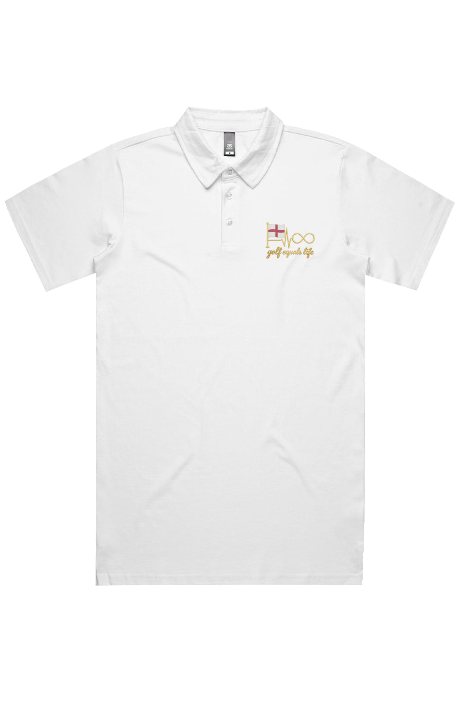 English Heart Performance Polo with print logo, moisture-wicking and snag-resistant fabric, designed for golfers on and off the course.