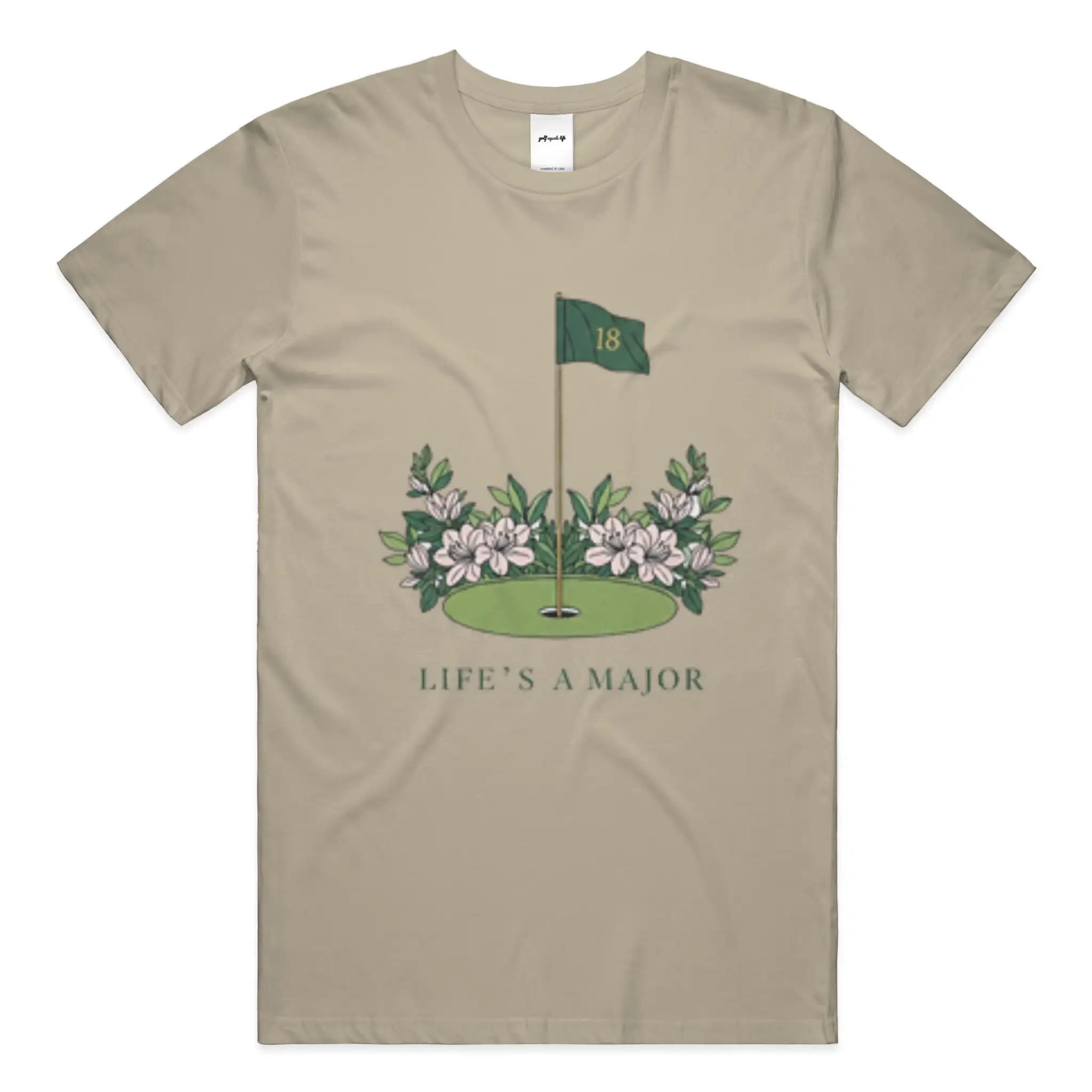 Life's A Major Classic Tee, 100% cotton crewneck t-shirt with embroidered logo, breathable and versatile everyday golf lifestyle shirt.