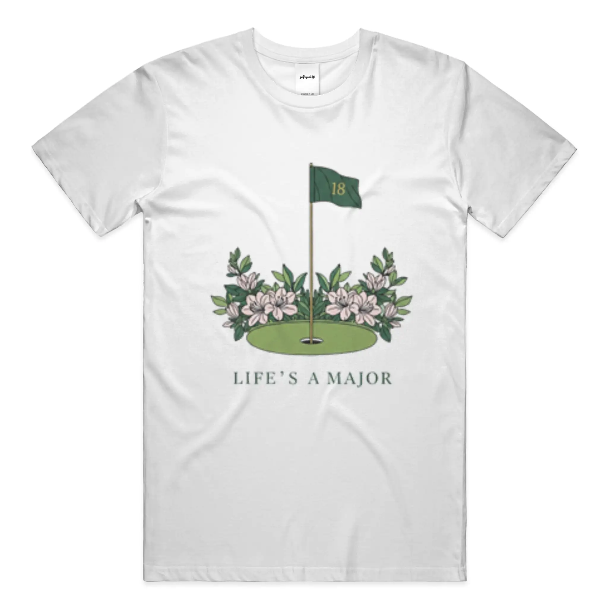 Life's A Major Classic Tee, 100% cotton crewneck t-shirt with embroidered logo, breathable and versatile everyday golf lifestyle shirt.